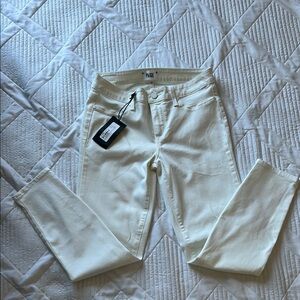 PAIGE Vertigo Crop Women's Cream Skinny Jeans spring summer vacation white party
